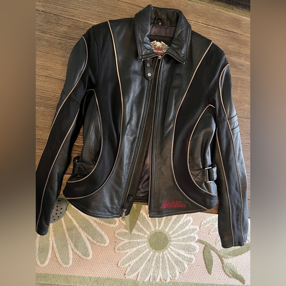 Black Leather Harley Davidson Motorcycle Jacket